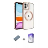 MARSİLYAN™- iPhone 12 Kılıf Nova Işık Özel Seri - Siyah Bilvis 5in1 3D Magic Cam Ekran Koruyucu + Gold Metal Kamera Lens Koruma Cam
