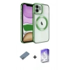 MARSİLYAN™- iPhone 12 Kılıf Nova Işık Özel Seri - Siyah Bilvis 5in1 3D Magic Cam Ekran Koruyucu + Gümüş Shine Kamera Lens Koruma Cam