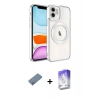MARSİLYAN™- iPhone 12 Kılıf Nova Işık Özel Seri - Siyah Bilvis 5in1 3D Magic Cam Ekran Koruyucu + Gümüş Shine Kamera Lens Koruma Cam