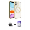MARSİLYAN™- iPhone 12 Kılıf Nova Işık Özel Seri - Siyah Bilvis 5in1 3D Magic Cam Ekran Koruyucu + Kamera Lens Koruma Cam - SF