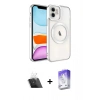 MARSİLYAN™- iPhone 12 Kılıf Nova Işık Özel Seri - Siyah Bilvis 5in1 3D Magic Cam Ekran Koruyucu + Kamera Lens Koruma Cam - SF