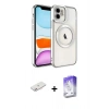 MARSİLYAN™- iPhone 12 Kılıf Nova Işık Özel Seri - Siyah Bilvis 5in1 3D Magic Cam Ekran Koruyucu + Renkli Kamera Lens Koruma Cam - PE