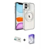 MARSİLYAN™- iPhone 12 Kılıf Nova Işık Özel Seri - Siyah Bilvis 5in1 3D Magic Cam Ekran Koruyucu + Rainbow Kamera Lens Koruma Cam - YL