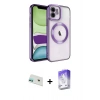MARSİLYAN™- iPhone 12 Kılıf Nova Işık Özel Seri - Siyah Bilvis 5in1 3D Magic Cam Ekran Koruyucu + Rainbow Kamera Lens Koruma Cam - YL