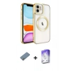 MARSİLYAN™- iPhone 12 Kılıf Nova Işık Özel Seri - Siyah Bilvis 5in1 3D Magic Cam Ekran Koruyucu + Shine Kamera Lens Koruma Cam - GS