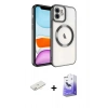 MARSİLYAN™- iPhone 12 Kılıf Nova Işık Özel Seri - Siyah Bilvis 5in1 5D Magic Hayalet Cam Ekran Koruyucu + Renkli Kamera Lens Koruma Cam - SI