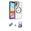 MARSİLYAN™- iPhone 12 Kılıf Nova Işık Özel Seri - Siyah Bilvis 5in1 5D Magic Hayalet Cam Ekran Koruyucu + Shine Kamera Lens Koruma Cam - MI