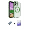 MARSİLYAN™- iPhone 12 Kılıf Nova Işık Özel Seri - Siyah Bilvis 5in1 5D Magic Hayalet Cam Ekran Koruyucu + Shine Kamera Lens Koruma Cam - SABE