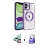 MARSİLYAN™- iPhone 12 Kılıf Nova Işık Özel Seri - Siyah Bilvis 5in1 5D Magic Hayalet Cam Ekran Koruyucu + Raze Metal Kamera Lens - KI