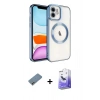 MARSİLYAN™- iPhone 12 Kılıf Nova Işık Özel Seri - Siyah Bilvis 5in1 5D Magic Hayalet Cam Ekran Koruyucu + Shine Kamera Lens Koruma Cam - GI