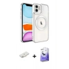 MARSİLYAN™- iPhone 12 Kılıf Nova Işık Özel Seri - Siyah Bilvis 5in1 5D Magic Hayalet Cam Ekran Koruyucu + Renkli Kamera Lens Koruma Cam - YL