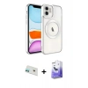 MARSİLYAN™- iPhone 12 Kılıf Nova Işık Özel Seri - Siyah Bilvis 5in1 5D Magic Hayalet Cam Ekran Koruyucu + Yeşil Rainbow Kamera Lens Koruma Cam
