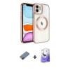MARSİLYAN™- iPhone 12 Kılıf Nova Işık Özel Seri - Siyah Bilvis 5in1 5D Magic Hayalet Cam Ekran Koruyucu + Metal Kamera Lens Koruma Cam - KI