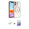 MARSİLYAN™- iPhone 12 Kılıf Nova Işık Özel Seri - Siyah Bilvis 5in1 5D Magic Hayalet Cam Ekran Koruyucu + Renkli Kamera Lens Koruma Cam - SI