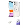 MARSİLYAN™- iPhone 12 Kılıf Nova Işık Özel Seri - Siyah Bilvis 5in1 5D Magic Hayalet Cam Ekran Koruyucu + Renkli Kamera Lens Koruma Cam - SI
