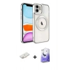 MARSİLYAN™- iPhone 12 Kılıf Nova Işık Özel Seri - Siyah Bilvis 5in1 5D Magic Hayalet Cam Ekran Koruyucu + Renkli Kamera Lens Koruma Cam - YL