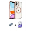 MARSİLYAN™- iPhone 12 Kılıf Nova Işık Özel Seri - Siyah Bilvis 5in1 5D Magic Hayalet Cam Ekran Koruyucu + Shine Kamera Lens Koruma Cam - MI