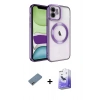 MARSİLYAN™- iPhone 12 Kılıf Nova Işık Özel Seri - Siyah Bilvis 5in1 5D Magic Hayalet Cam Ekran Koruyucu + Shine Kamera Lens Koruma Cam - GI