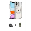 MARSİLYAN™- iPhone 12 Kılıf Nova Işık Özel Seri - Siyah Joko Magic 5D Hayalet Cam + Kamera Lens Koruma Cam - SF