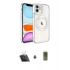 MARSİLYAN™- iPhone 12 Kılıf Nova Işık Özel Seri - Siyah Joko Magic 5D Hayalet Cam + Kamera Lens Koruma Cam - SF