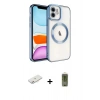 MARSİLYAN™- iPhone 12 Kılıf Nova Işık Özel Seri - Siyah Joko Magic 5D Hayalet Cam + Pembe Renkli Kamera Lens Koruma Cam
