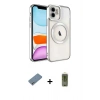 MARSİLYAN™- iPhone 12 Kılıf Nova Işık Özel Seri - Siyah Joko Magic 5D Hayalet Cam + Shine Kamera Lens Koruma Cam - GS