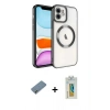 MARSİLYAN™- iPhone 12 Kılıf Nova Işık Özel Seri - Siyah Polymer Nano Ekran Koruyucu + Metal Kamera Lens Koruma Cam - AKYL