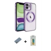 MARSİLYAN™- iPhone 12 Kılıf Nova Işık Özel Seri - Siyah Polymer Nano Ekran Koruyucu + Metal Kamera Lens Koruma Cam - AKYL