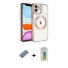 MARSİLYAN™- iPhone 12 Kılıf Nova Işık Özel Seri - Siyah Polymer Nano Ekran Koruyucu + Shine Kamera Lens Koruma Cam - GS