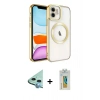 MARSİLYAN™- iPhone 12 Kılıf Nova Işık Özel Seri - Siyah Polymer Nano Ekran Koruyucu + Raze Metal Kamera Lens - MI