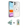 MARSİLYAN™- iPhone 12 Kılıf Nova Işık Özel Seri - Siyah Polymer Nano Ekran Koruyucu + Raze Metal Kamera Lens - MI