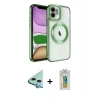 MARSİLYAN™- iPhone 12 Kılıf Nova Işık Özel Seri - Siyah Polymer Nano Ekran Koruyucu + Raze Metal Kamera Lens - MI