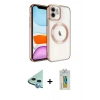 MARSİLYAN™- iPhone 12 Kılıf Nova Işık Özel Seri - Siyah Polymer Nano Ekran Koruyucu + Raze Metal Kamera Lens - MI