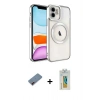 MARSİLYAN™- iPhone 12 Kılıf Nova Işık Özel Seri - Siyah Polymer Nano Ekran Koruyucu + Metal Kamera Lens Koruma Cam - KI
