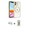 MARSİLYAN™- iPhone 12 Kılıf Nova Işık Özel Seri - Siyah Polymer Nano Ekran Koruyucu + Rainbow Kamera Lens Koruma Cam - YL