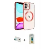 MARSİLYAN™- iPhone 12 Kılıf Nova Işık Özel Seri - Siyah Polymer Nano Ekran Koruyucu + Rainbow Kamera Lens Koruma Cam - YL