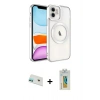 MARSİLYAN™- iPhone 12 Kılıf Nova Işık Özel Seri - Siyah Polymer Nano Ekran Koruyucu + Rainbow Kamera Lens Koruma Cam - YL