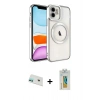 MARSİLYAN™- iPhone 12 Kılıf Nova Işık Özel Seri - Siyah Polymer Nano Ekran Koruyucu + Rainbow Kamera Lens Koruma Cam - YL