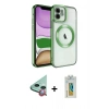 MARSİLYAN™- iPhone 12 Kılıf Nova Işık Özel Seri - Siyah Polymer Nano Ekran Koruyucu + Raze Metal Kamera Lens - KI
