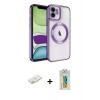 MARSİLYAN™- iPhone 12 Kılıf Nova Işık Özel Seri - Siyah Polymer Nano Ekran Koruyucu + Renkli Kamera Lens Koruma Cam - SI