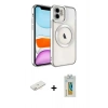 MARSİLYAN™- iPhone 12 Kılıf Nova Işık Özel Seri - Siyah Polymer Nano Ekran Koruyucu + Renkli Kamera Lens Koruma Cam - SI