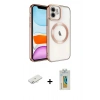 MARSİLYAN™- iPhone 12 Kılıf Nova Işık Özel Seri - Siyah Polymer Nano Ekran Koruyucu + Renkli Kamera Lens Koruma Cam - SI