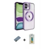 MARSİLYAN™- iPhone 12 Kılıf Nova Işık Özel Seri - Siyah Polymer Nano Ekran Koruyucu + Shine Kamera Lens Koruma Cam - GD
