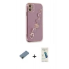MARSİLYAN™- iPhone 12 Kılıf Nova Işık Prime - Şeffaf Pasifik Cam Ekran Koruyucu + Shine Kamera Lens Koruma Cam - GD