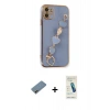 MARSİLYAN™- iPhone 12 Kılıf Nova Işık Prime - Şeffaf Pasifik Cam Ekran Koruyucu + Shine Kamera Lens Koruma Cam - GD