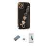MARSİLYAN™- iPhone 12 Kılıf Nova Işık Prime - Şeffaf Pasifik Cam Ekran Koruyucu + Shine Kamera Lens Koruma Cam - GD
