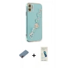 MARSİLYAN™- iPhone 12 Kılıf Nova Işık Prime - Şeffaf Pasifik Cam Ekran Koruyucu + Metal Kamera Lens Koruma Cam - KI