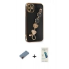 MARSİLYAN™- iPhone 12 Kılıf Nova Işık Prime - Şeffaf Pasifik Cam Ekran Koruyucu + Metal Kamera Lens Koruma Cam - KI