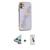 MARSİLYAN™- iPhone 12 Kılıf Nova Işık Prime - Şeffaf Pasifik Cam Ekran Koruyucu + Raze Metal Kamera Lens - KI