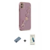 MARSİLYAN™- iPhone 12 Kılıf Nova Işık Prime - Şeffaf Pasifik Cam Ekran Koruyucu + Metal Kamera Lens Koruma Cam - MI